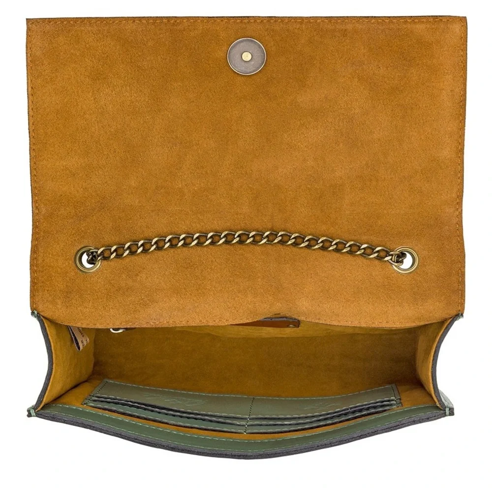 Patricia Nash Giada Chain Bag Filigree Sage Green Leather Shoulder Crossbody - Picture 11 of 16